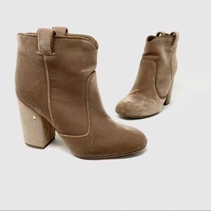 LAURENCE DACADE Pete Velvet Tan nude Corduroy Bootie block heel 36